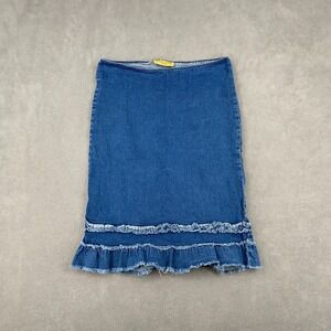 Mimi Chica Denim Skirts‎ Womens 9 Blue Cotton Stretch Outdoor Tiered Frayed Hem